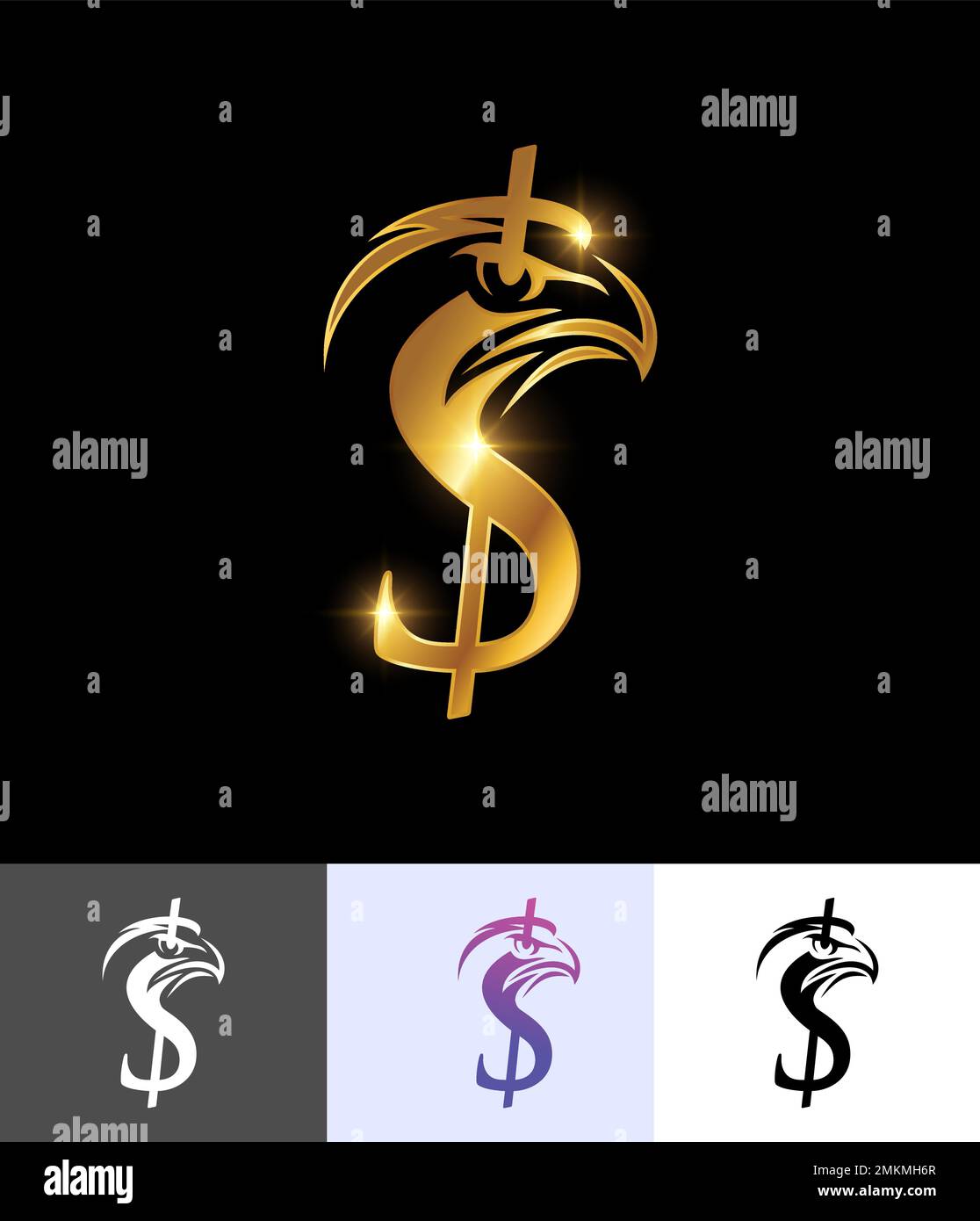 A vector illustration set of Golden Eagle Money Dollar Symbol Vector