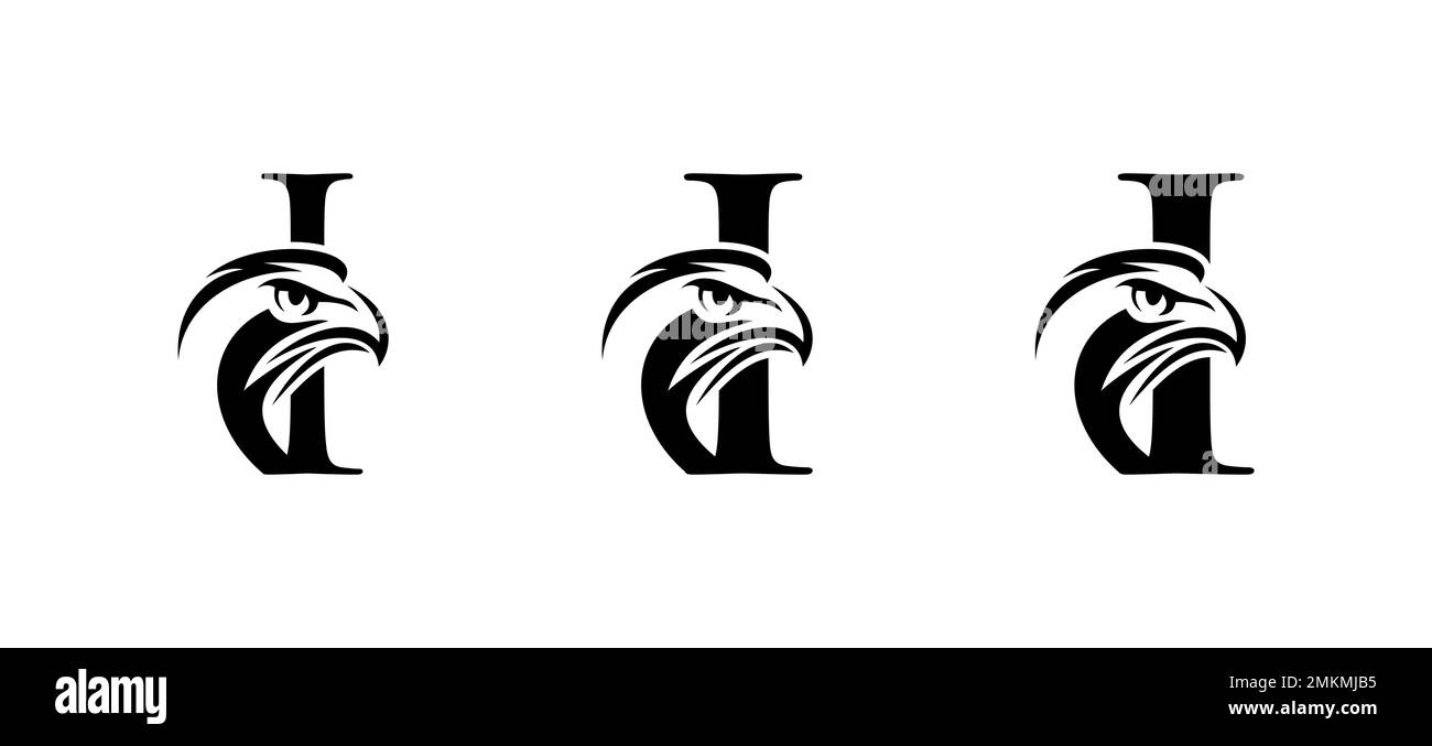 A vector illustration set of Monogram Eagle Logo Initial Letter I Stock ...