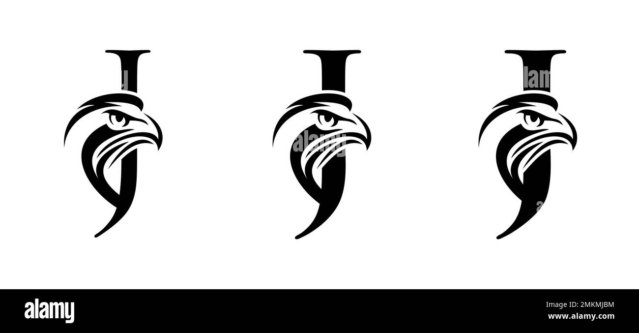A vector illustration set of Monogram Eagle Logo Initial Letter J Stock ...