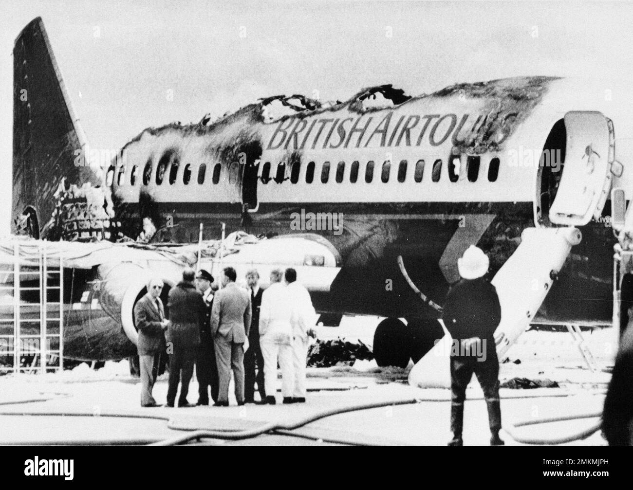 A British Airtours Boeing 737 is shown after it burst into flames in