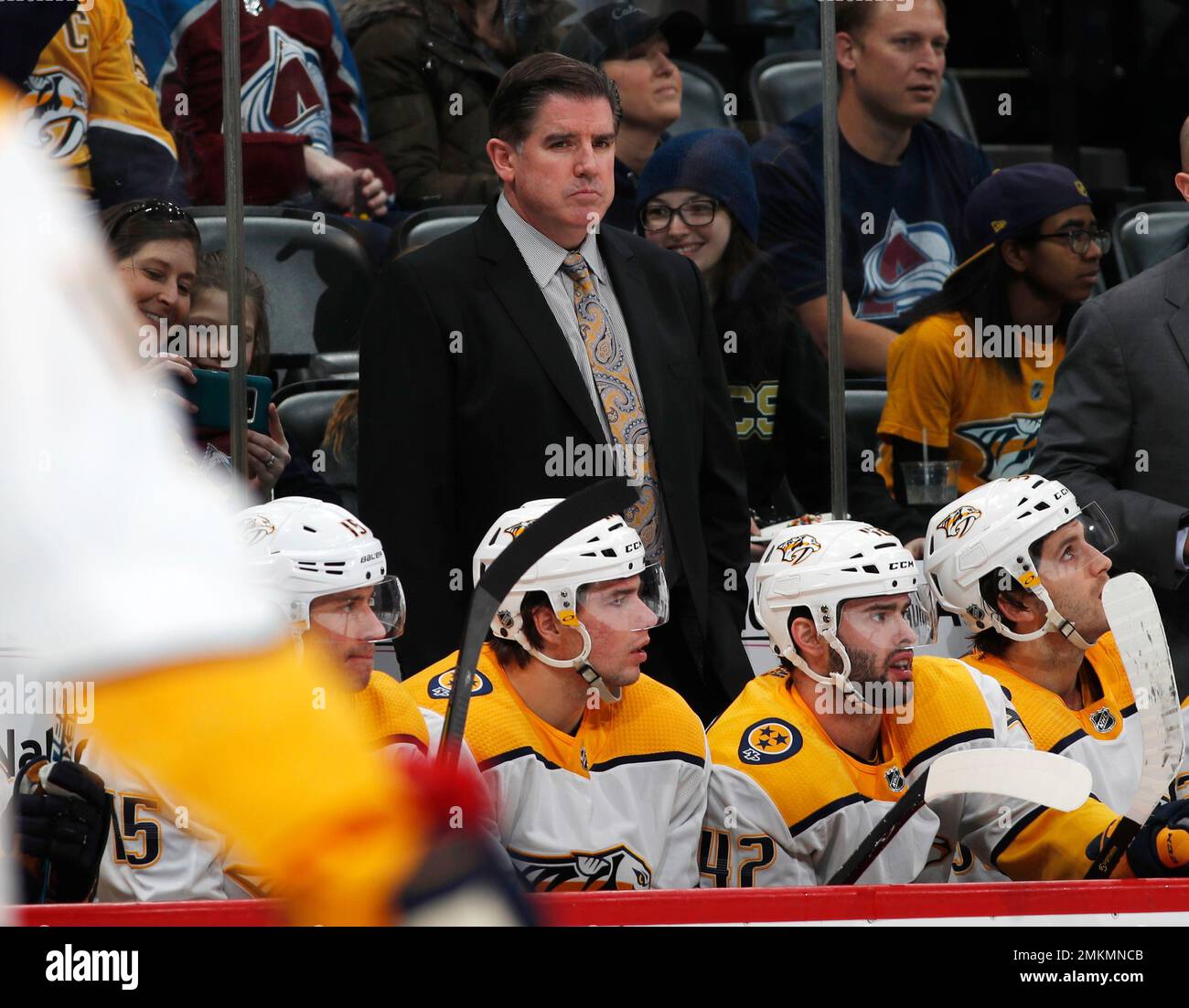 Nashville Predators head coach Peter Laviolette in the first period of