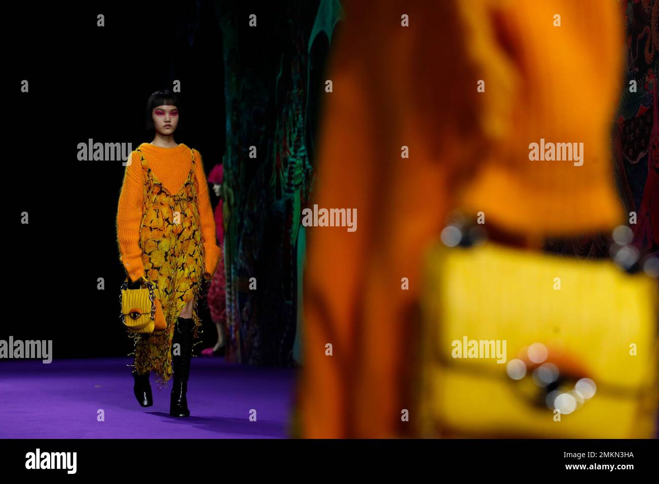A model wears a creation during Kenzo men s and women s Fall Winter 2019 20 fashion collection presented in Paris Sunday Jan .20 2019. AP Photo Christophe Ena Stock Photo Alamy