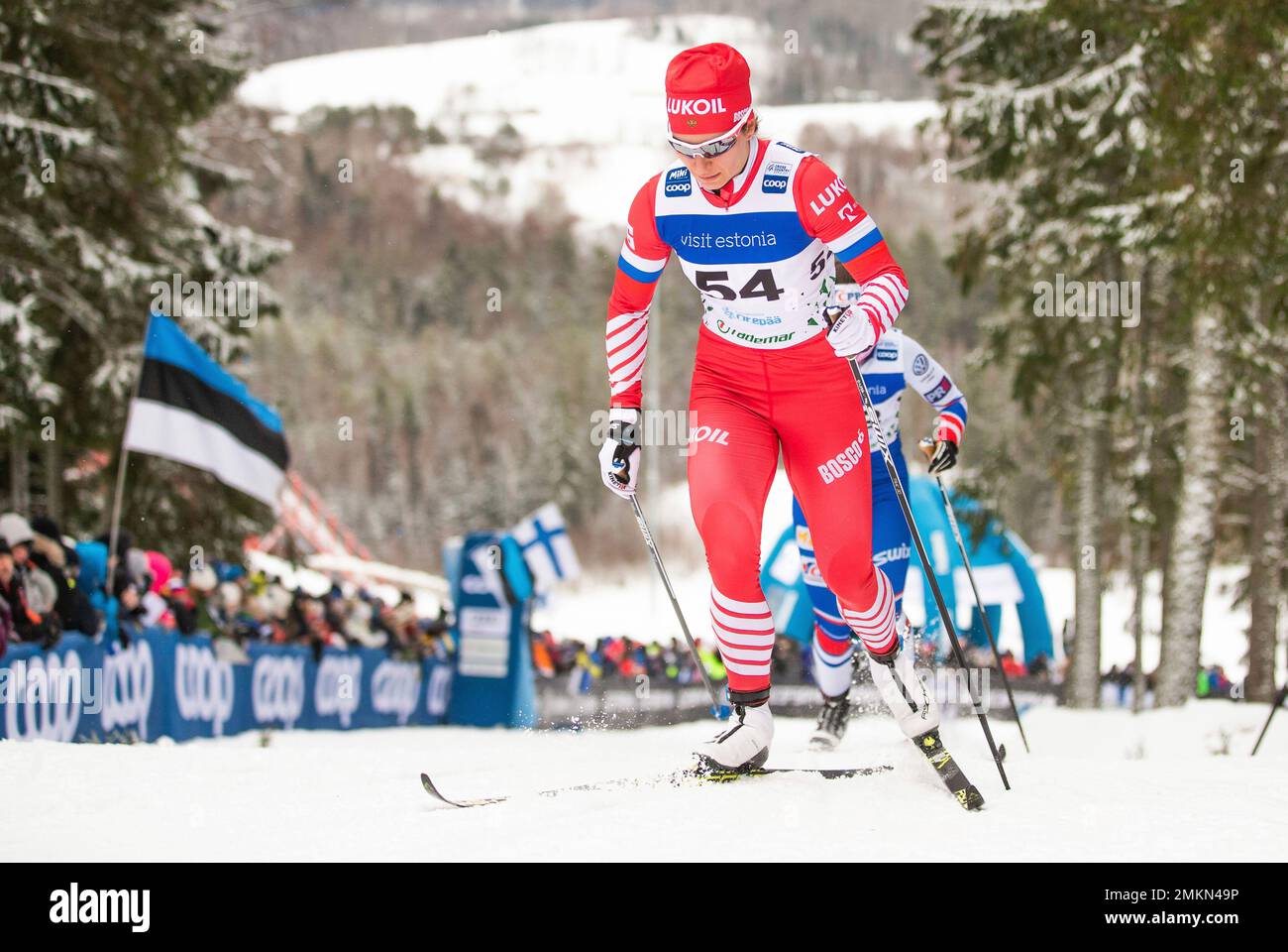 Third placed Natalia Nepryaeva of Russia competes during the Ladies 10 km of the FIS Cross Country World Cup in Otepaa, Estonia, Sunday, Jan