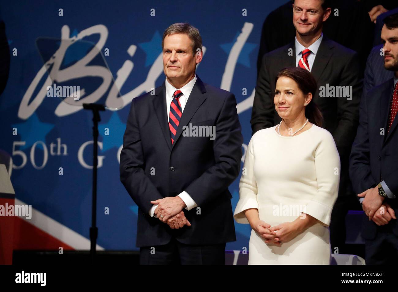 Tennessee Gov. Bill Lee stands with his wife, Maria Lee, during his  inauguration in War Memorial Auditorium Saturday, Jan. 19, 2019, in  Nashville, Tenn. (AP Photo/Mark Humphrey Stock Photo - Alamy