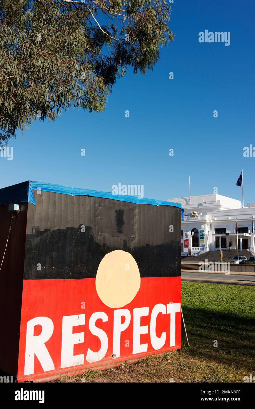 Part Of The Aboriginal Tent Embassy In Canberra Stock Photo - Alamy