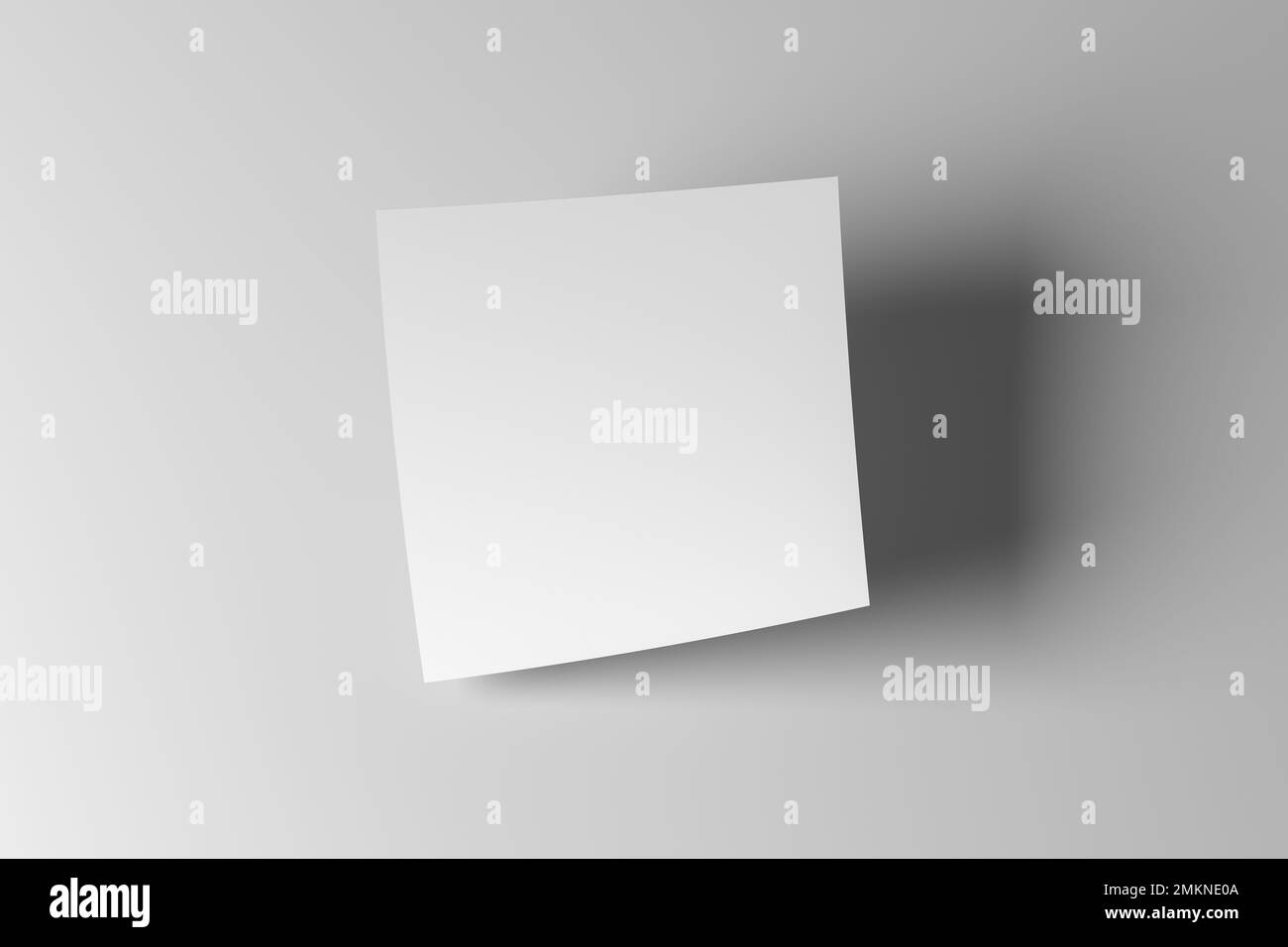 Square flyer paper mockup floating on white background. 3d illustration