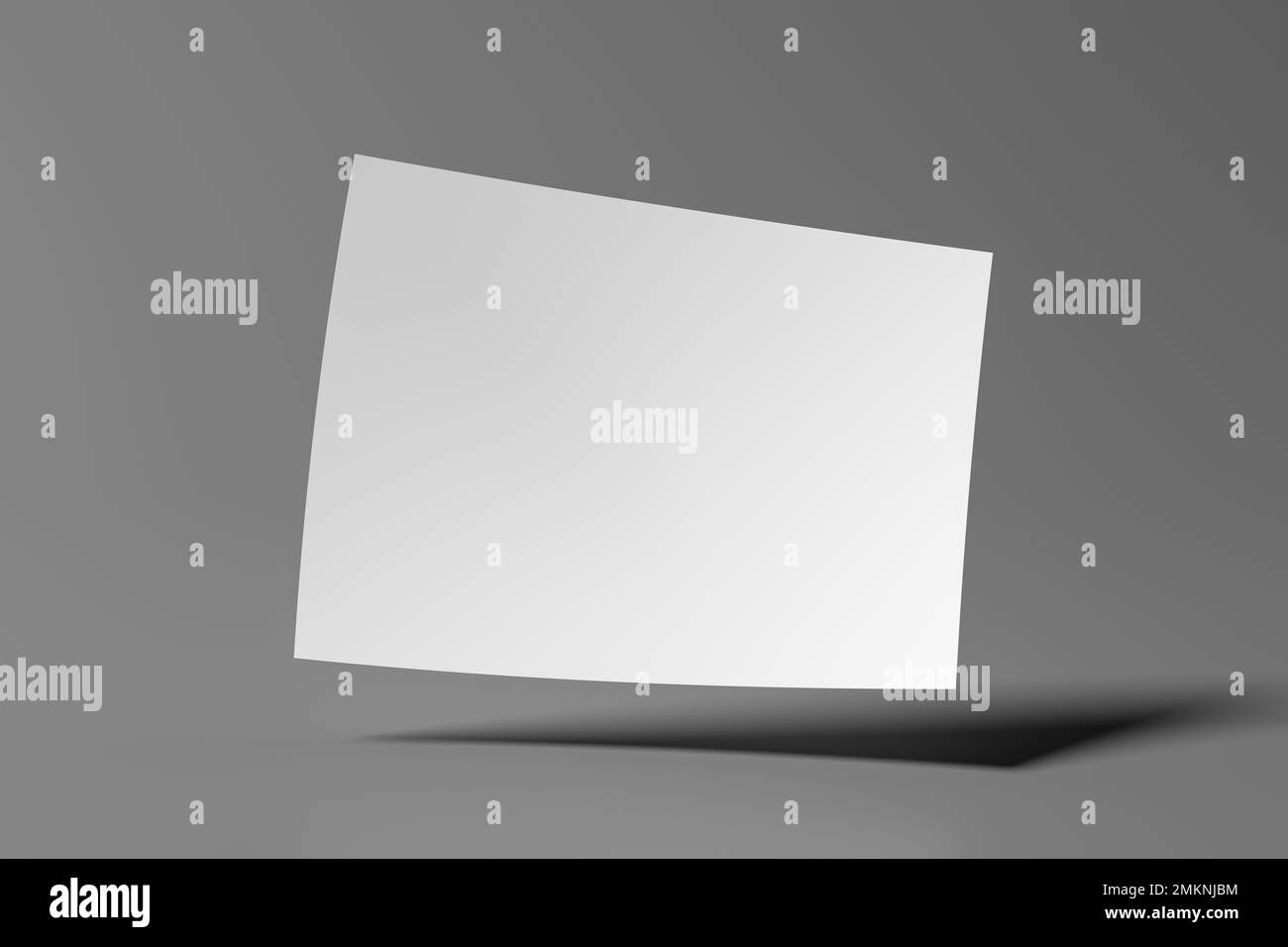 Horizontal A4 flyer paper mockup floating on gray background. 3d
