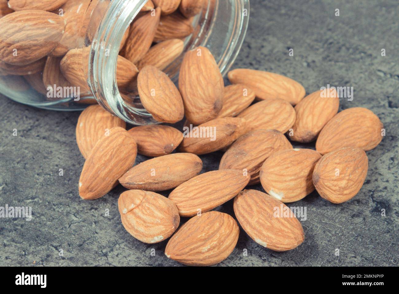 Almonds as source natural vitamins and minerals. Healthy eating Stock