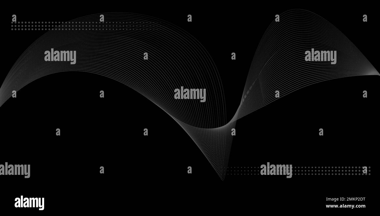 Vector abstract black background with yellow line gradient wave and