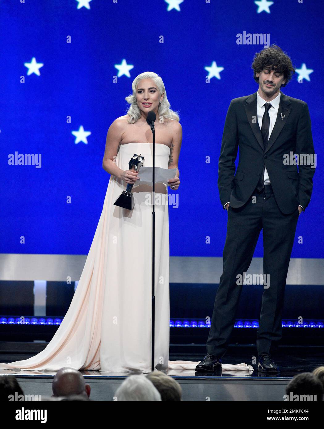 Lady Gaga Left And Anthony Rossomando Accept The Award For Best Song For Shallow From A 6963