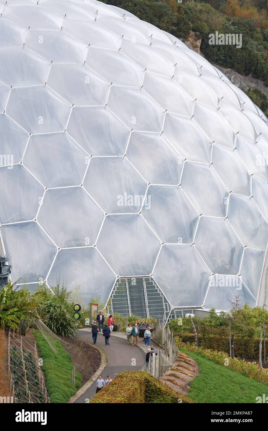 CORNWALL, UK - October 14, 2008. Biome (dome) at Eden Project Botanic Gardens in Cornwall England, UK Stock Photo