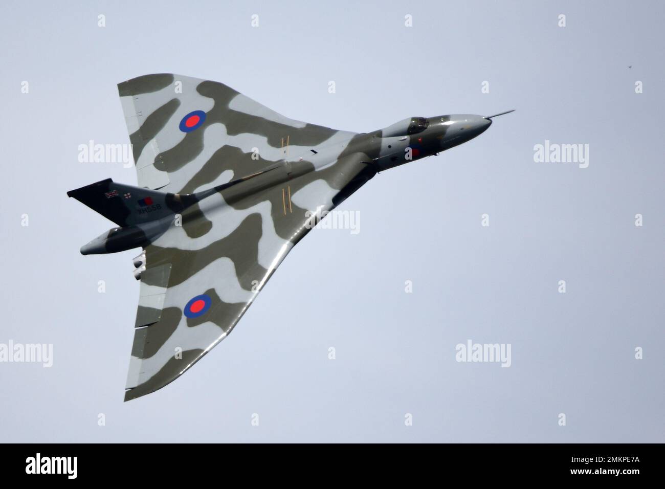 The Avro Vulcan XH558 in flight at the Royal International Air Tattoo 2015, Fairford, UK Stock Photo
