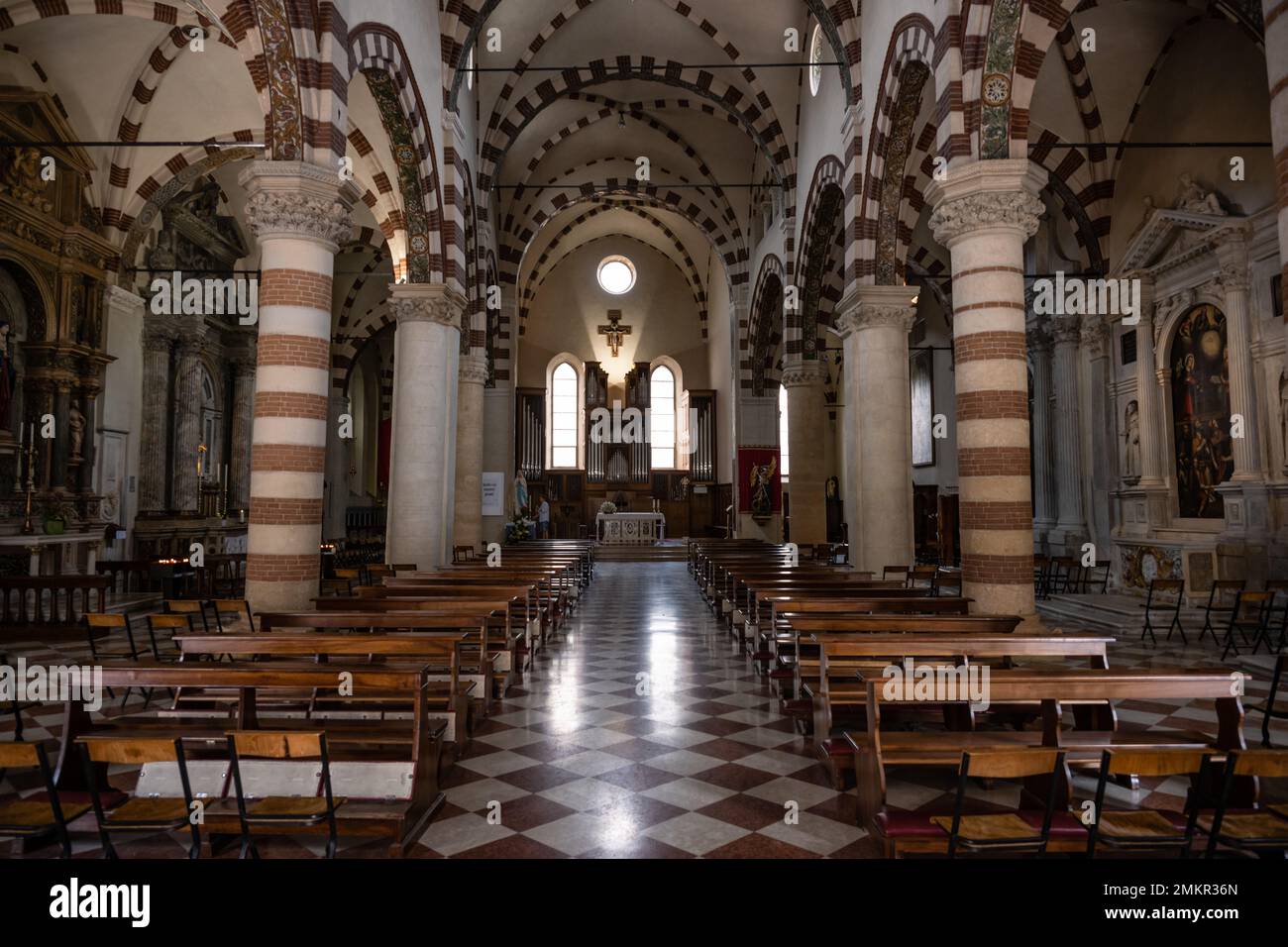 Vicenza, Italy - August 12 2022: Chiesa Santa Maria in Foro detta dei Servi Church Interior Stock Photo