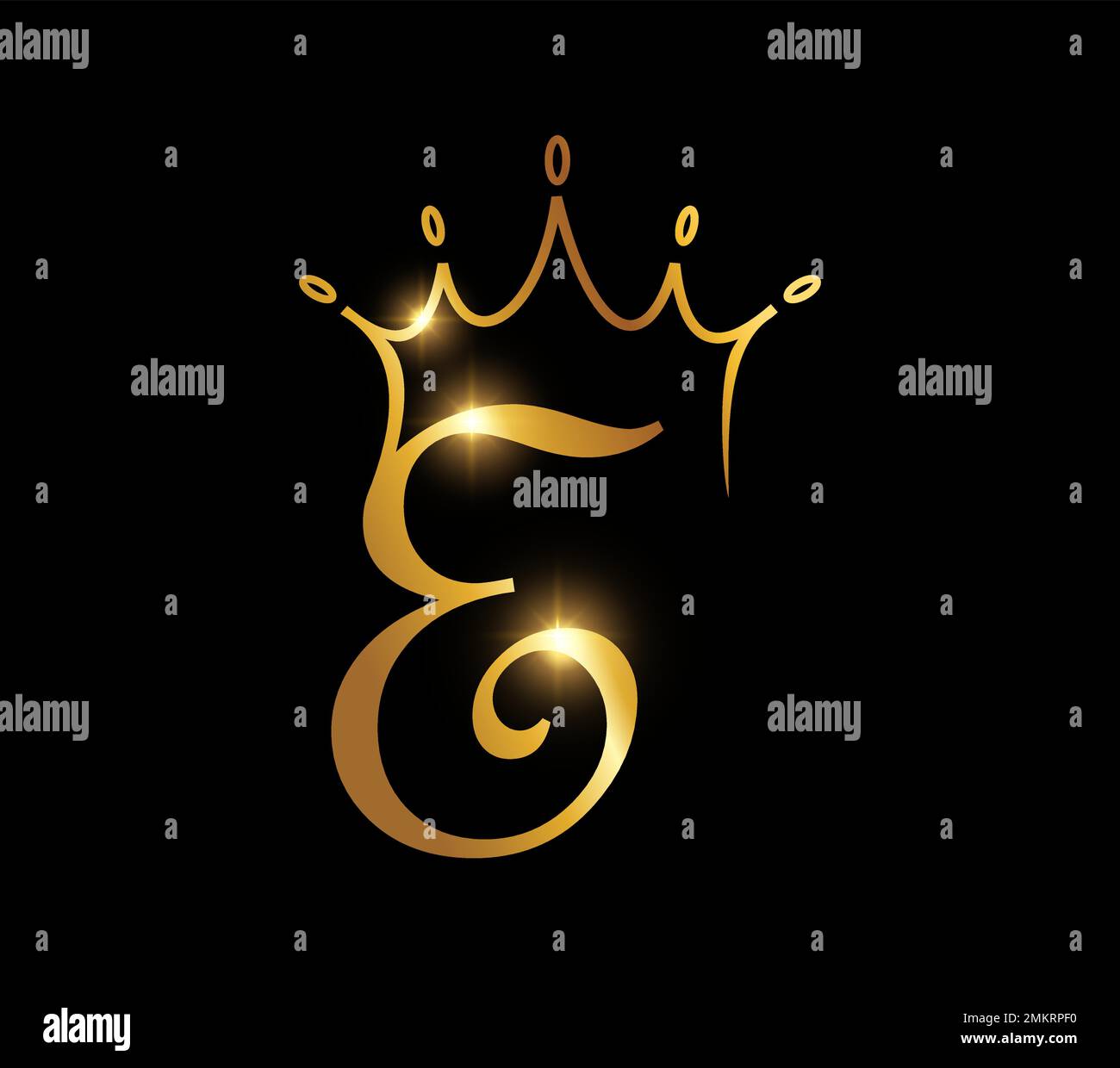 A vector illustration of Golden Crown Monogram Initial Letter E Stock ...