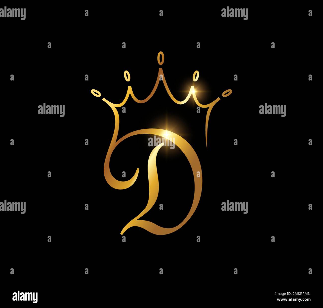 A vector illustration of Golden Crown Monogram Initial Letter D Stock ...
