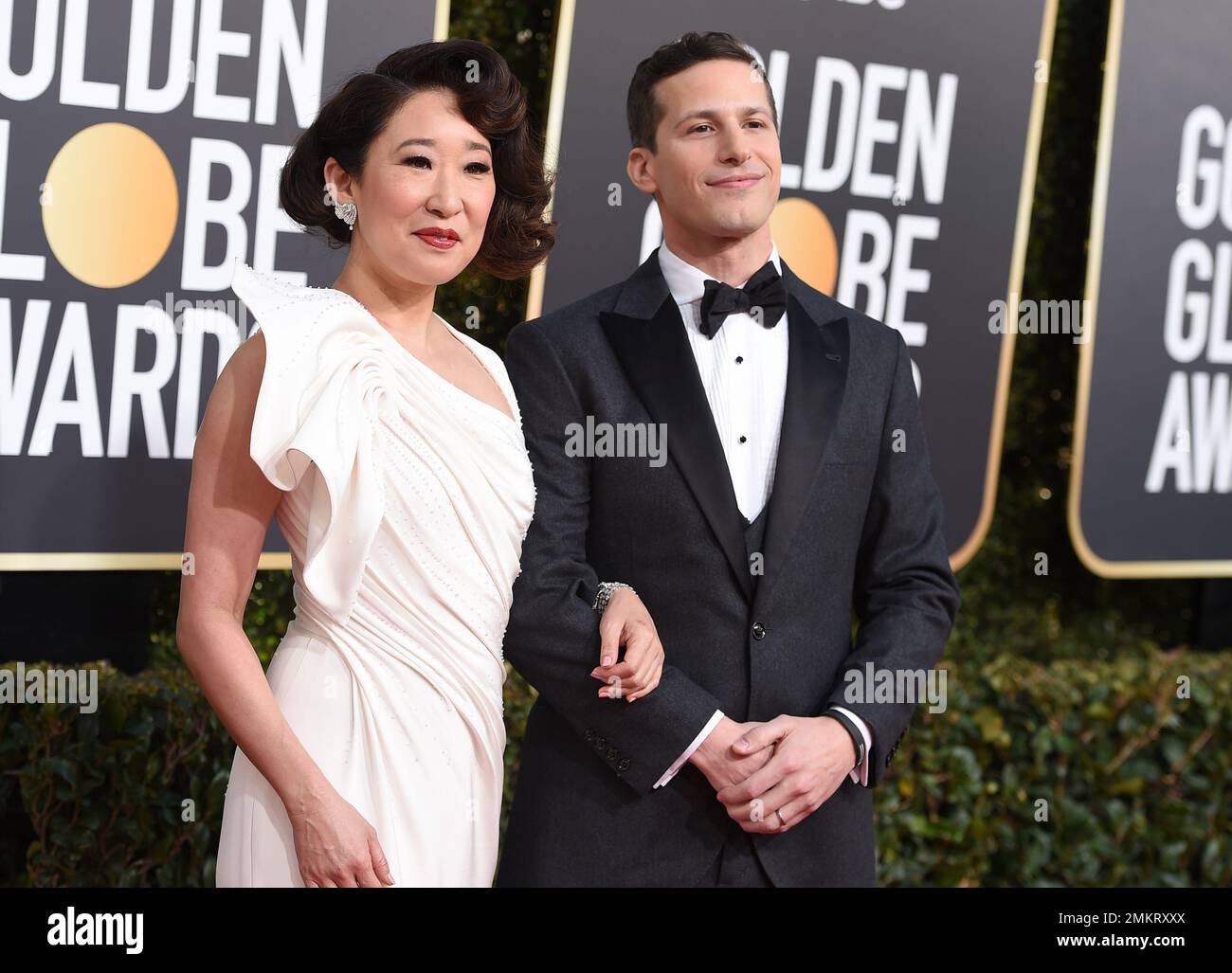 Hosts Sandra Oh, left, and Andy Samberg arrive at the 76th annual(02)