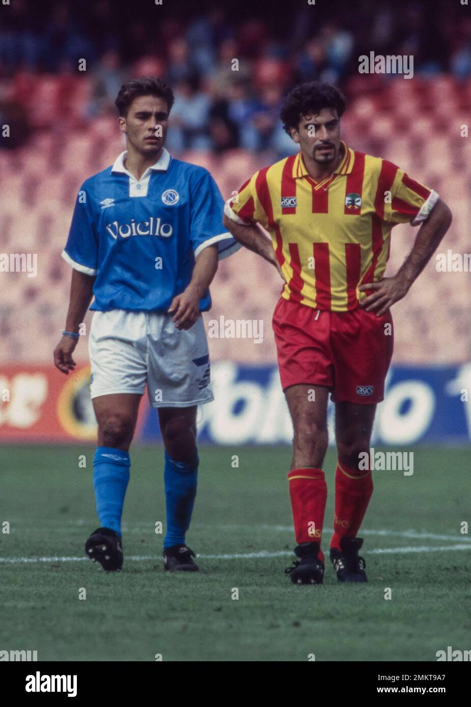 Fabio Cannavaro (Napoli) Egidio Notaristefano (Lecce) ; October 24; 1993 - Football : Italian championship 1993 1994 ; 9Day ; match between Napoli 3-1 Lecce at San Paolo Stadium ; Napoli, Italy; ;( photo by aicfoto)(ITALY) [0855] Stock Photo