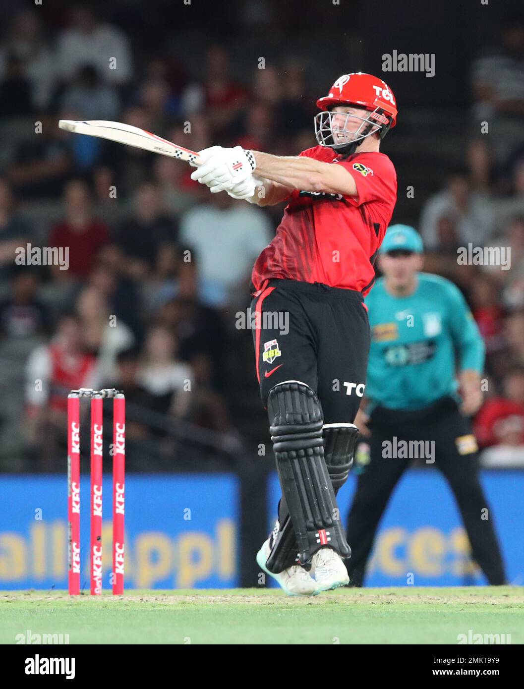 Shaun Marsh batting for Renegades hits a six during the Cricket BBL