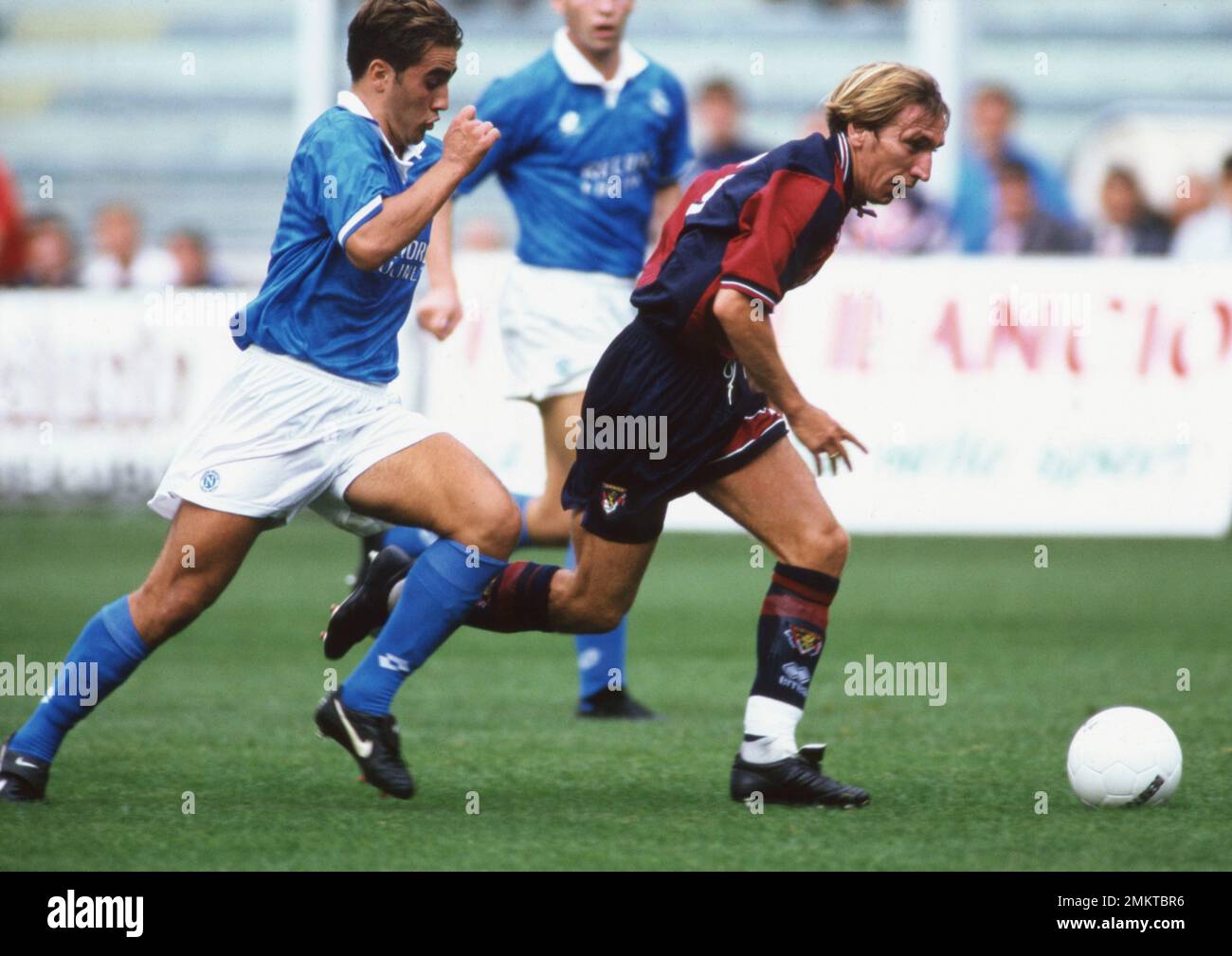 Fabio Cannavaro (Napoli) Marco Nappi (Genoa) ; February 26; 1995 - Football : Italian championship 1994 1995 ; 21Day ; match between Napoli 1-0 Genoa at San Paolo Stadium ; Napoli, Italy; ;( photo by aicfoto)(ITALY) [0855] Stock Photo