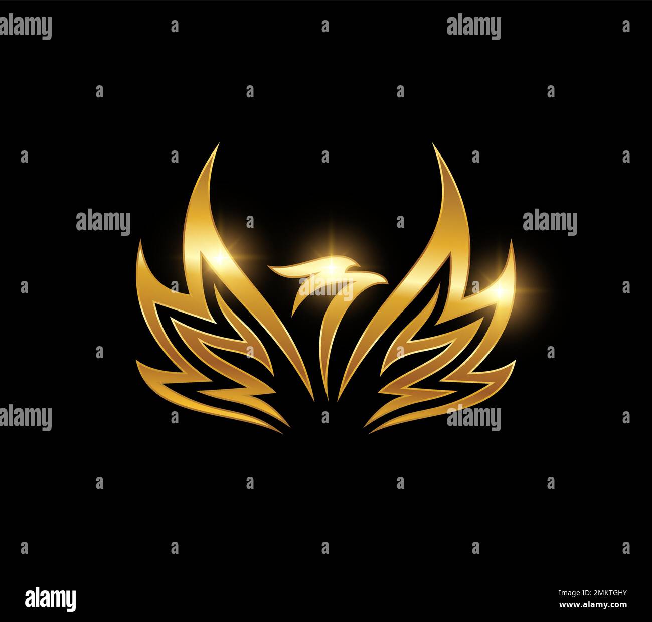 A vector illustration of Golden Elegant Luxury Flying Bird Logo Stock ...