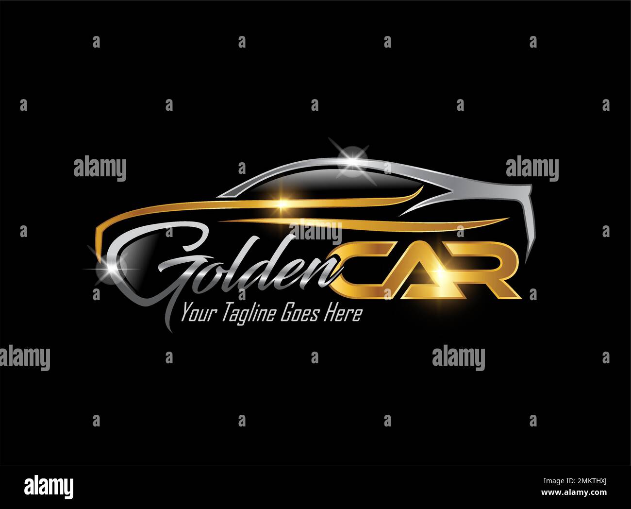 A vector illustration of Golden Luxury car Logo Sign Stock Vector