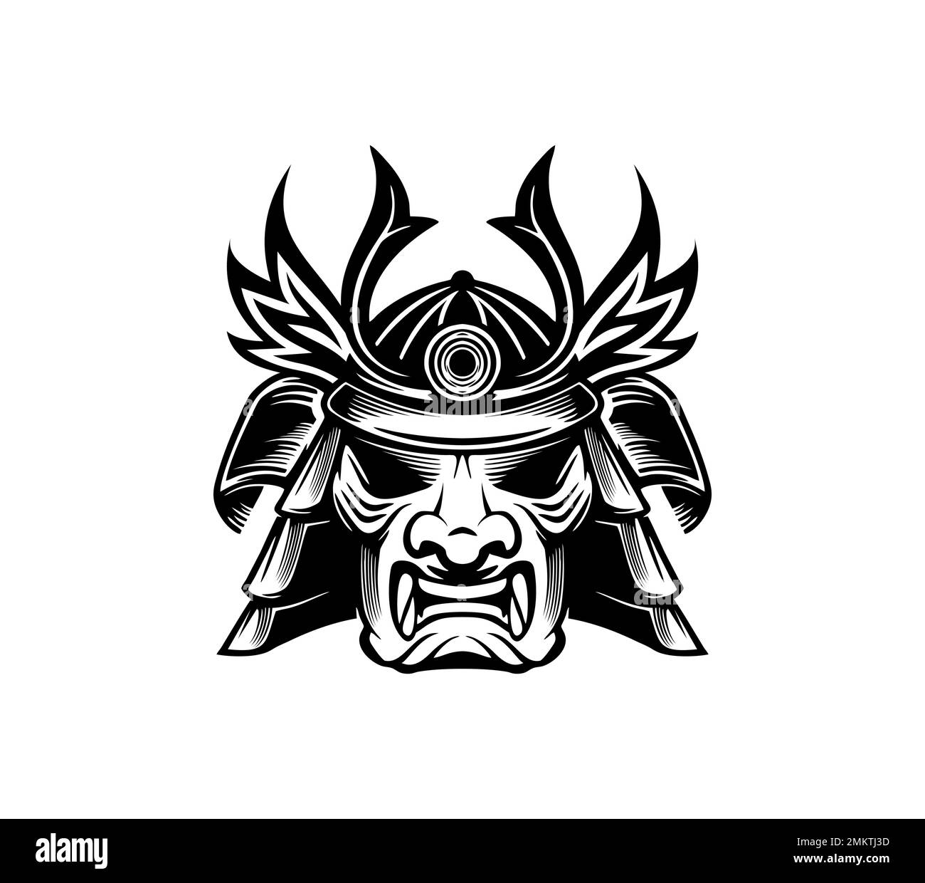 A vector illustration of Shogun Knight Head logo vector Sign Stock Vector