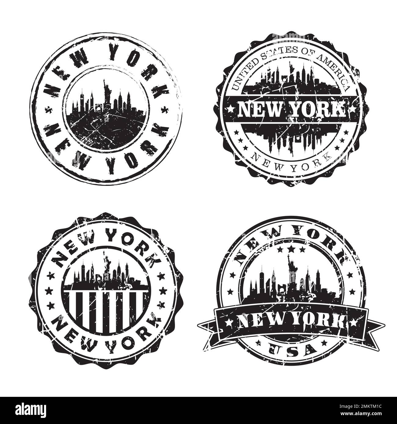 New York Postmarks Set Of Colored Ink Stamps Stock Illustration - Download  Image Now - 2015, Air Vehicle, Black Color - iStock