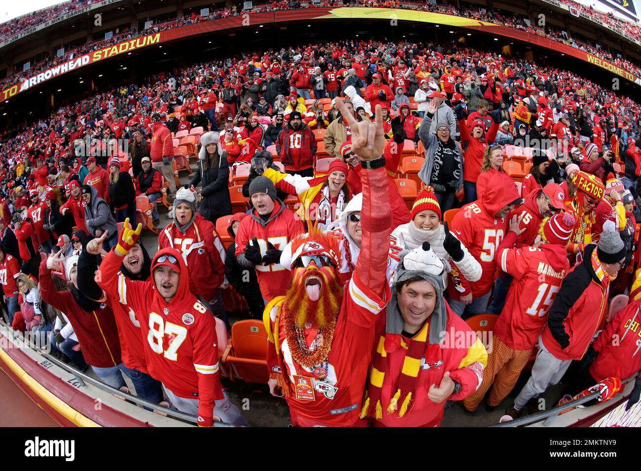 Kansas City Chiefs fans cheer before an NFL football game against the ...