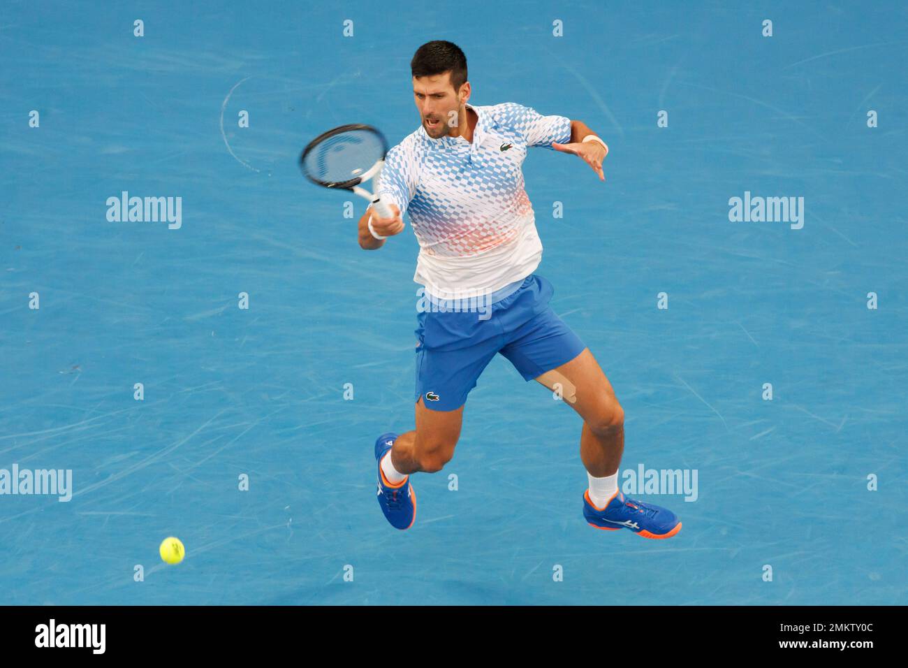 January 29, 2023: 4th seed NOVAK DJOKOVIC of Serbia in action against 3rd  seed STEFANOS TSITSIPAS of Greece on Rod Laver Arena in the Men's Singles  Final match on day 14 of