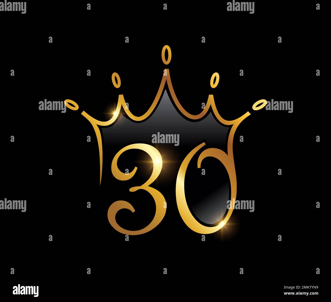 A vector illustration set of Golden Luxury Crown Monogram Number 30 ...