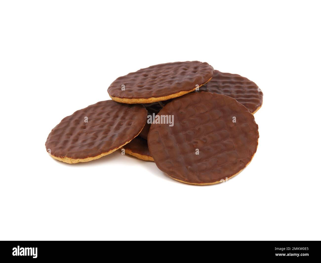 Chocolate covered biscuits isolated on white background Stock Photo Alamy