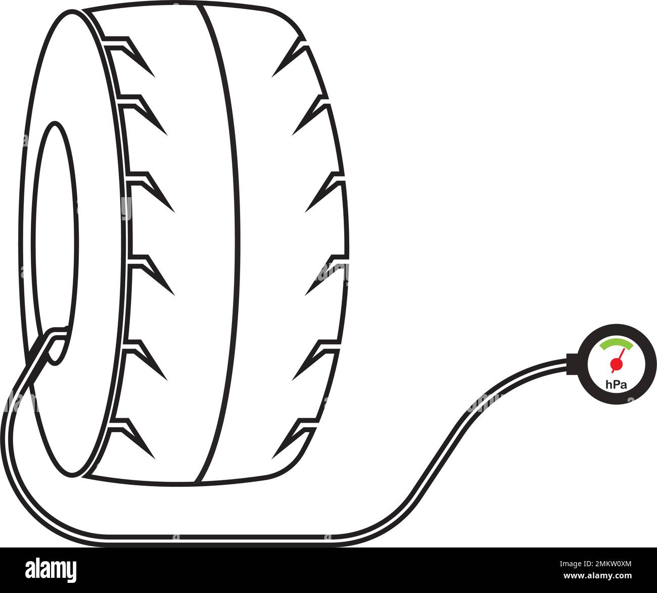 Tire pressure gauge icon.Car wheel with manometer illustration logo