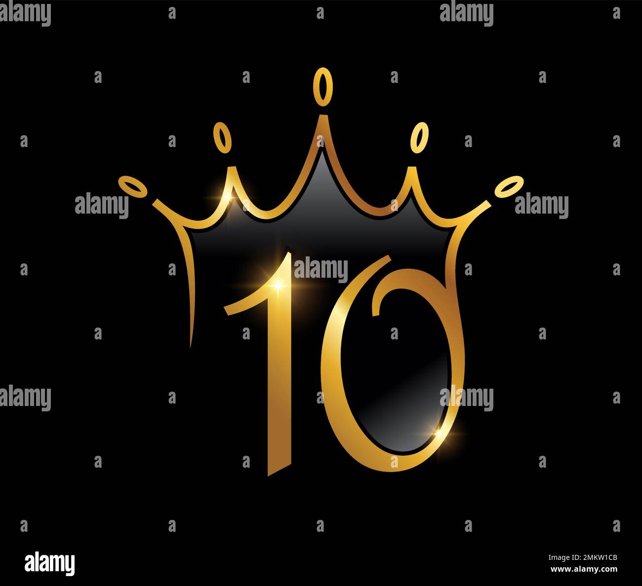 A vector illustration set of Golden Luxury Crown Monogram Number 10 Stock Vector