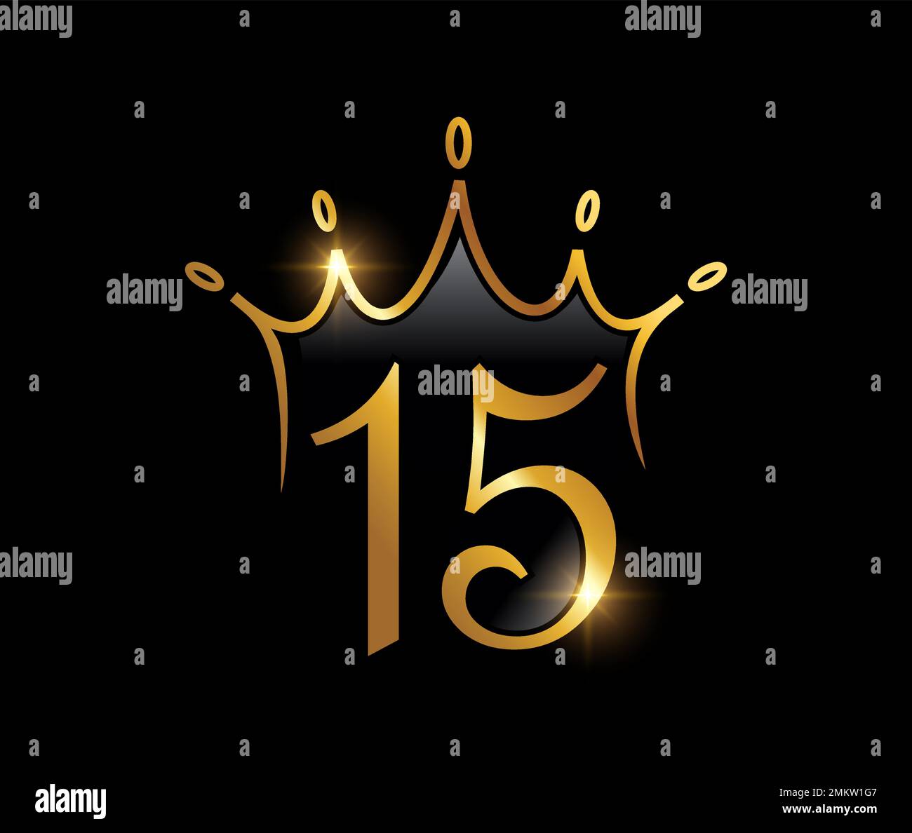 A vector illustration set of Golden Luxury Crown Monogram Number 15 ...