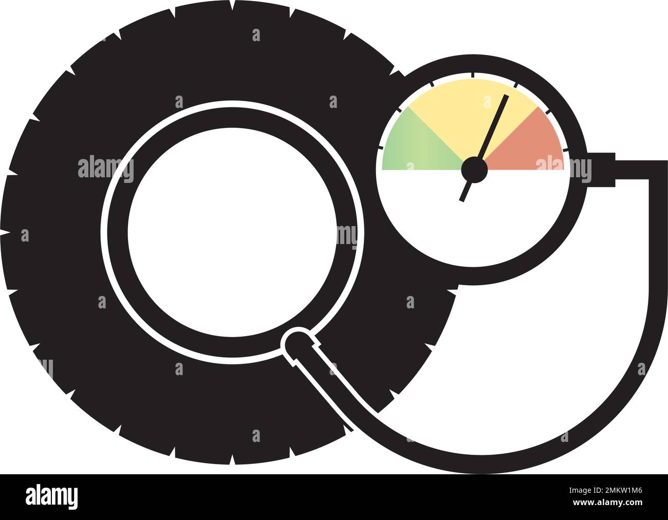 Tire pressure gauge icon.Car wheel with manometer illustration logo