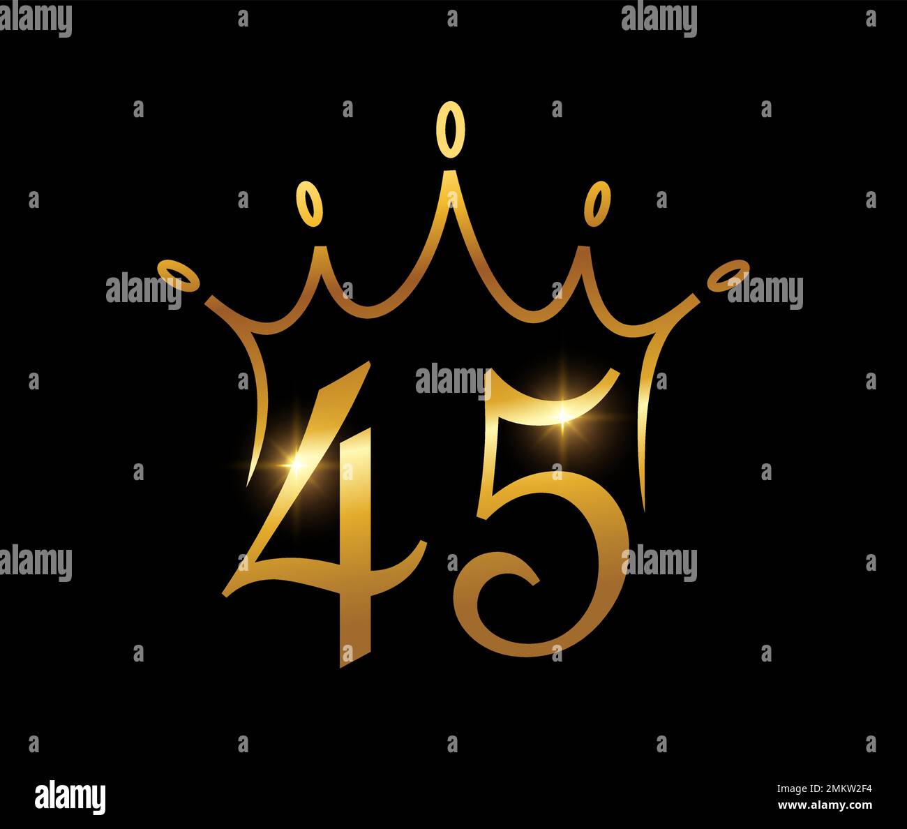 A vector illustration set of Golden Luxury Crown Monogram Number 45 ...
