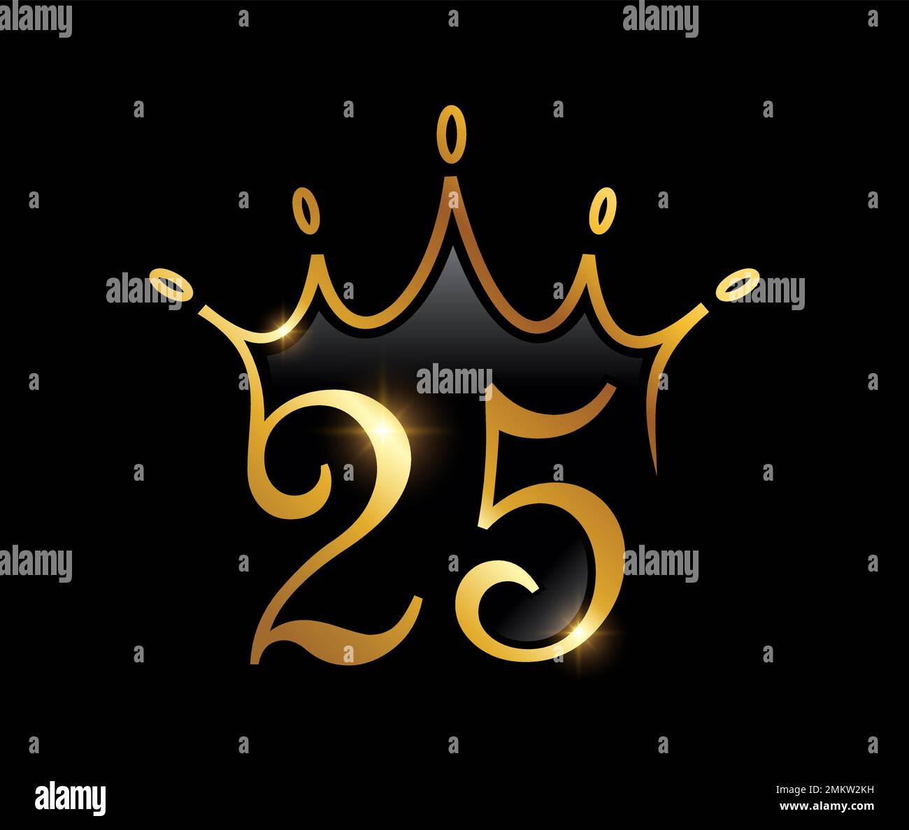 A vector illustration set of Golden Luxury Crown Monogram Number 25 ...
