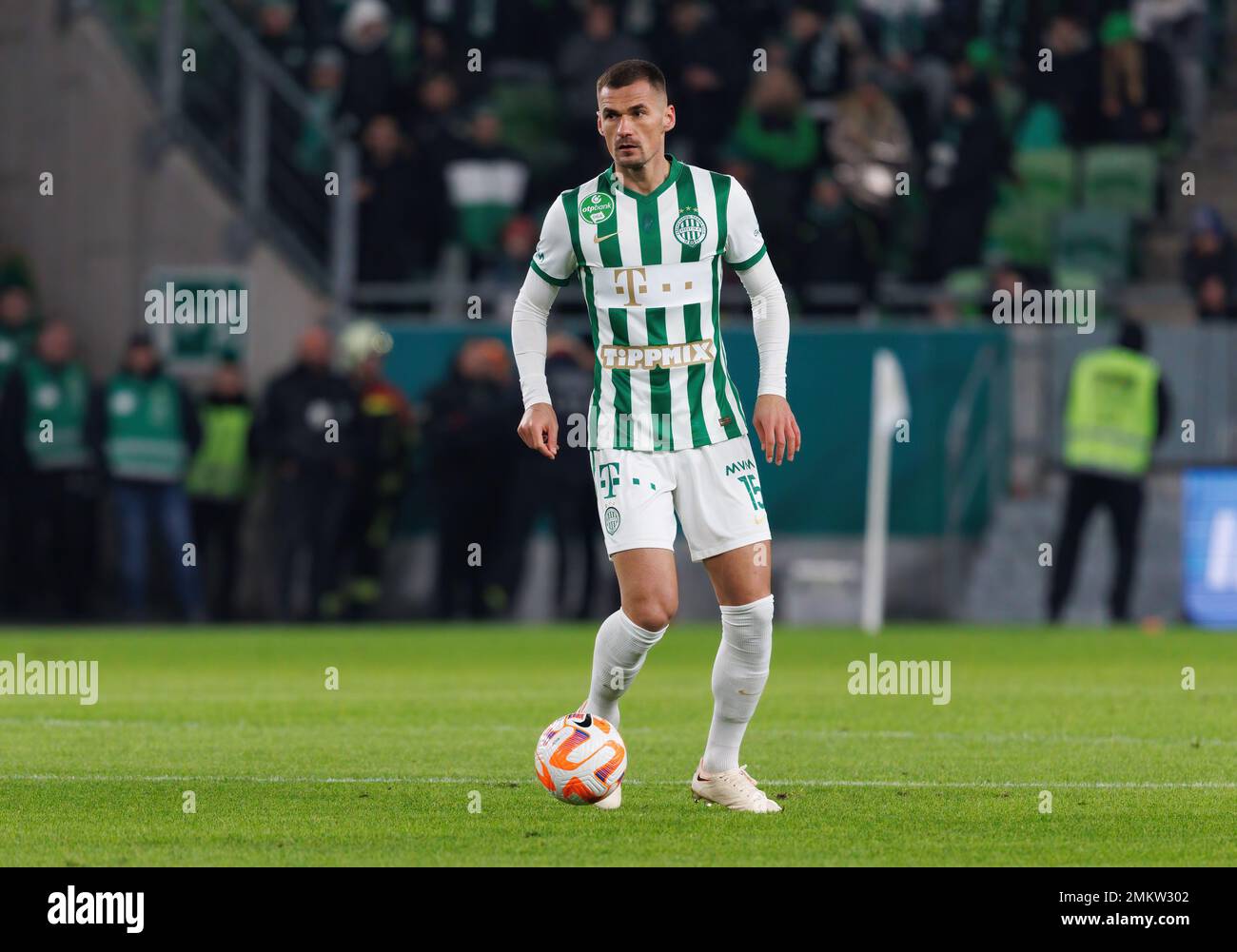 BUDAPEST, HUNGARY - APRIL 24: Yohan Croizet of Ujpest FC fights for the  ball with Adnan Kovacevic of Ferencvarosi TC during the Hungarian OTP Bank  Liga match between Ferencvarosi TC and Ujpest