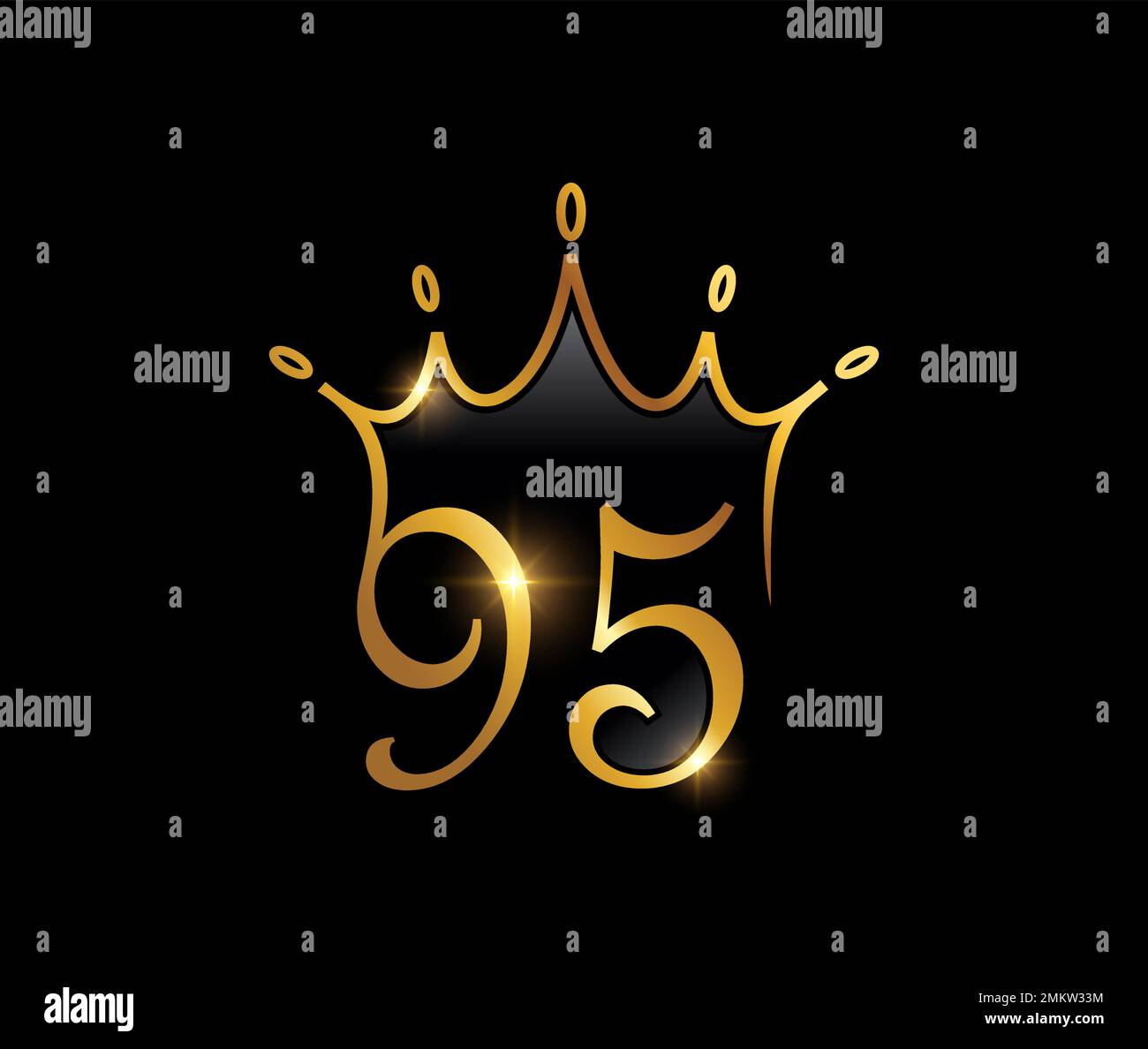 A vector illustration set of Golden Luxury Crown Monogram Number 95 ...