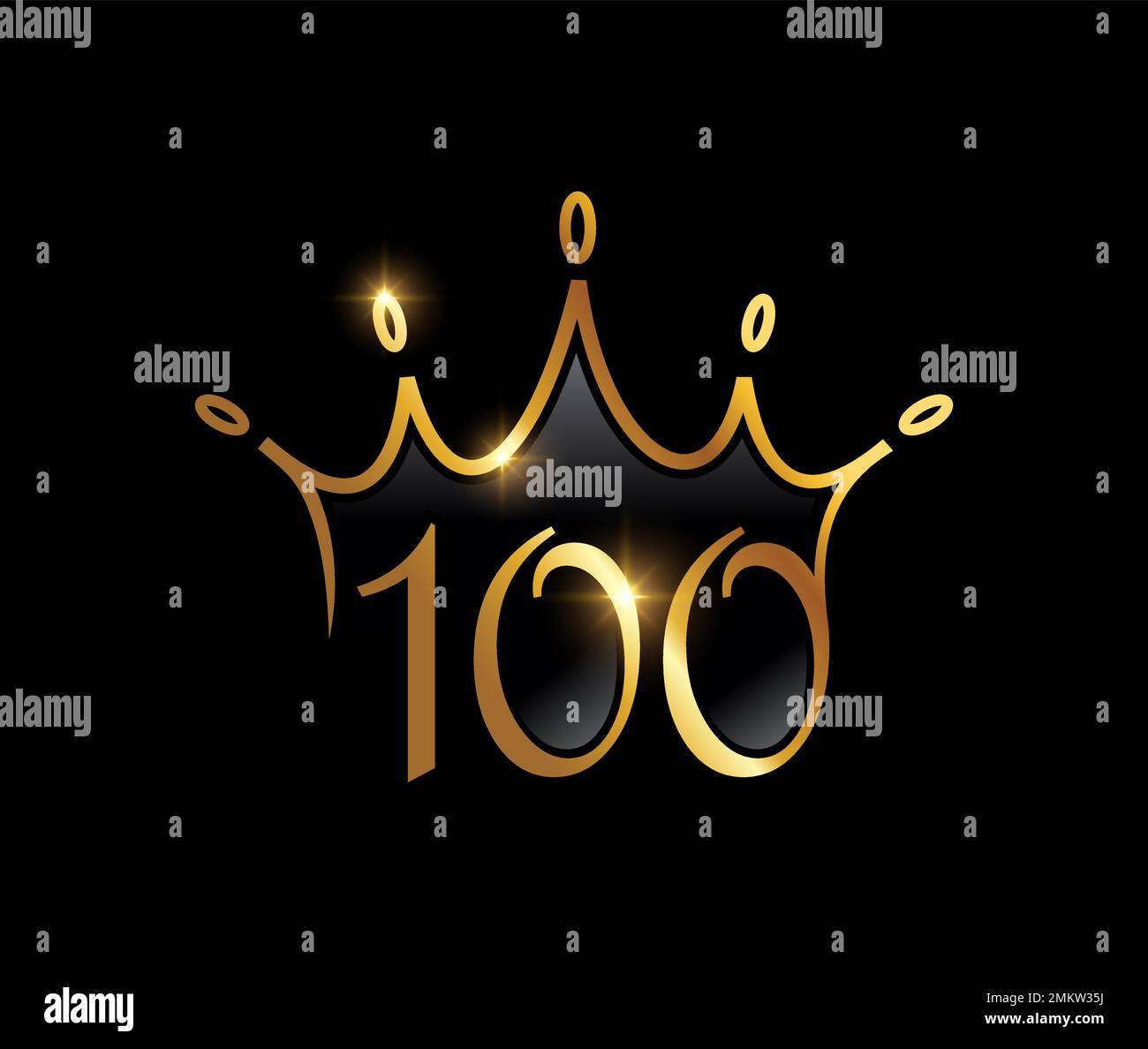 A vector illustration set of Golden Luxury Crown Monogram Number 100 ...
