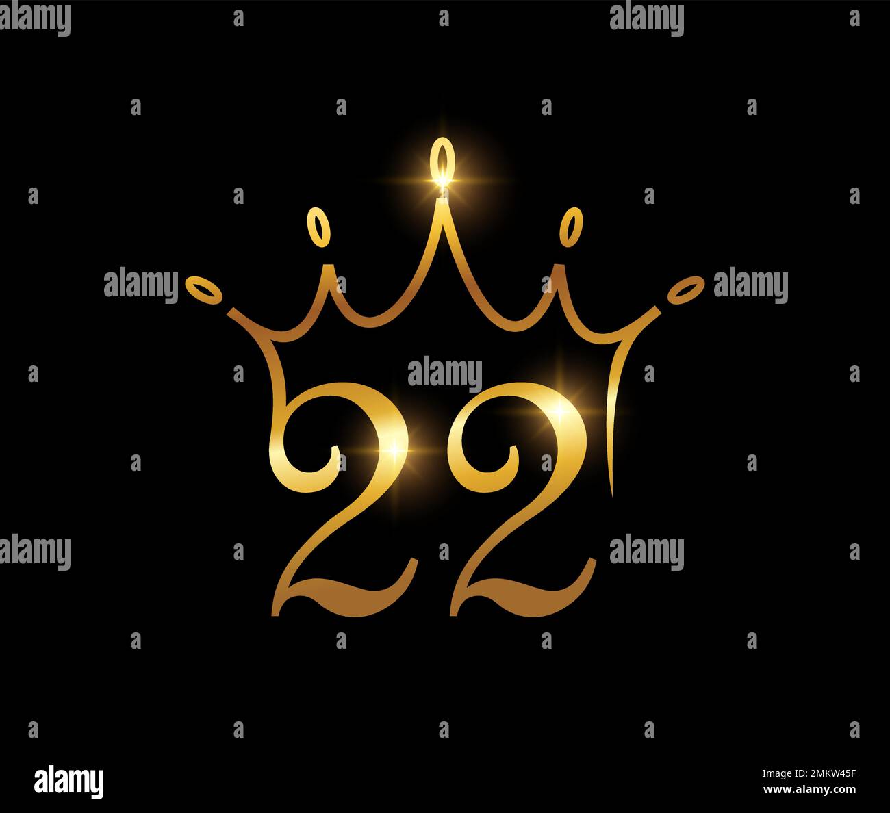 A vector illustration set of Golden Luxury Crown Monogram Number 22 ...