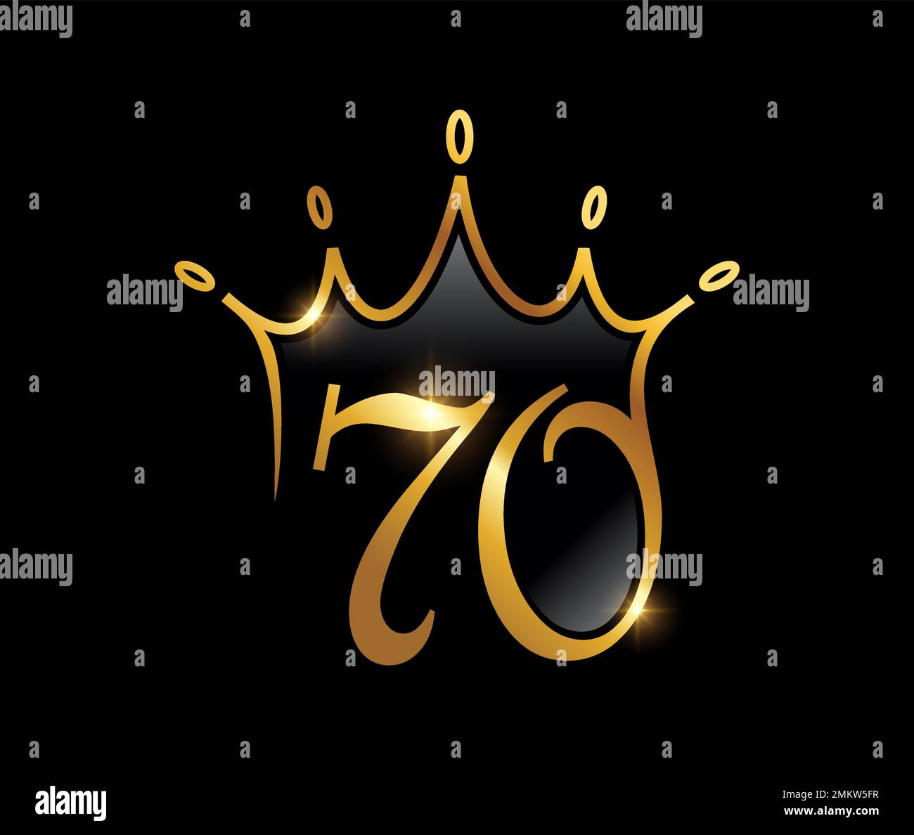 A vector illustration set of Golden Luxury Crown Monogram Number 70 ...
