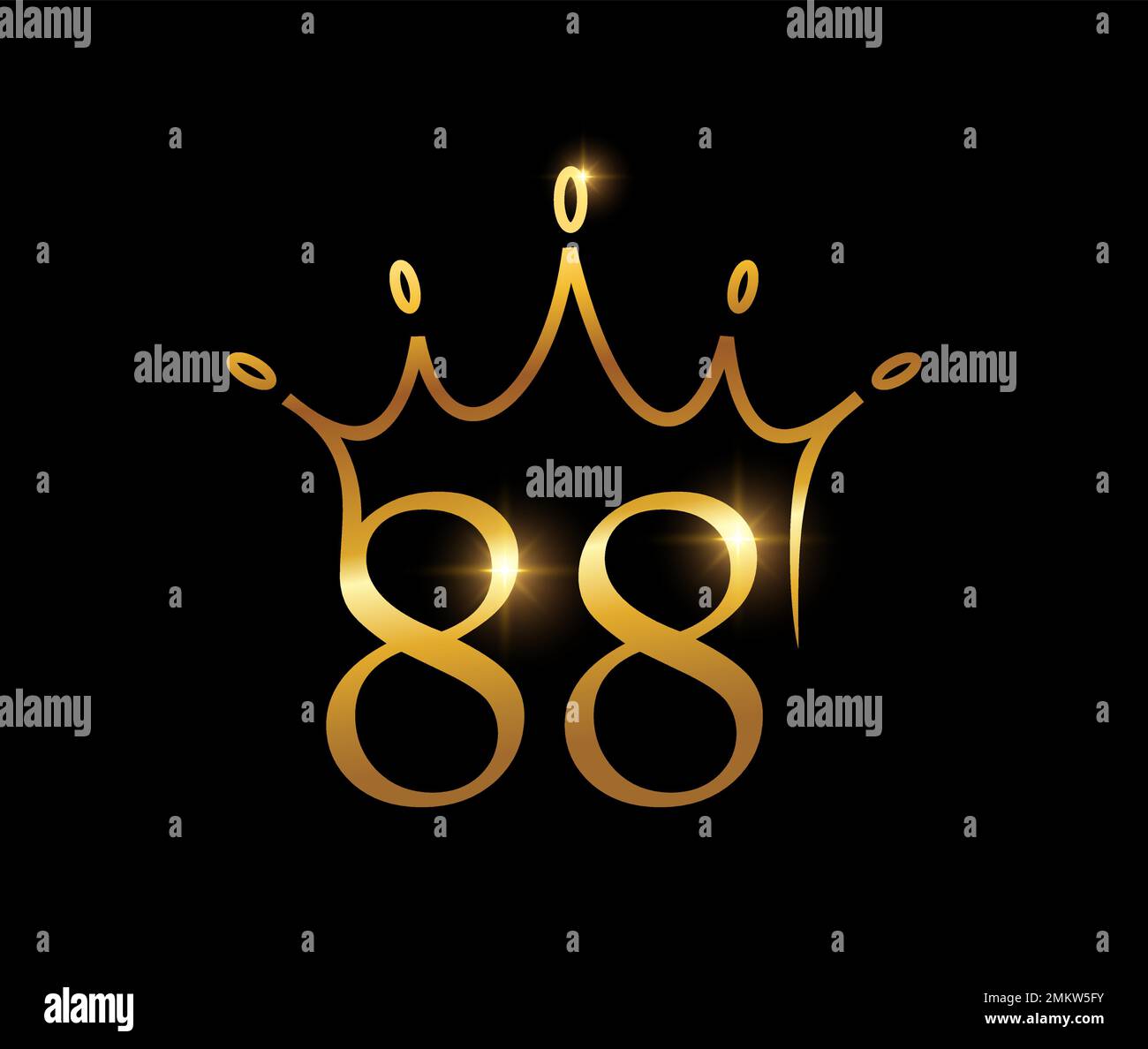A vector illustration set of Golden Luxury Crown Monogram Number 88 ...