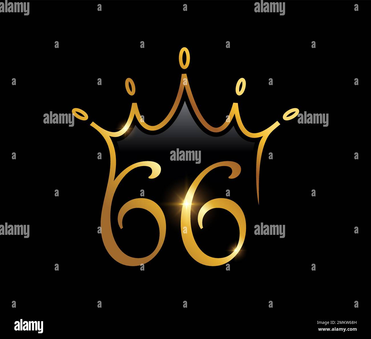A vector illustration set of Golden Luxury Crown Monogram Number 66 ...