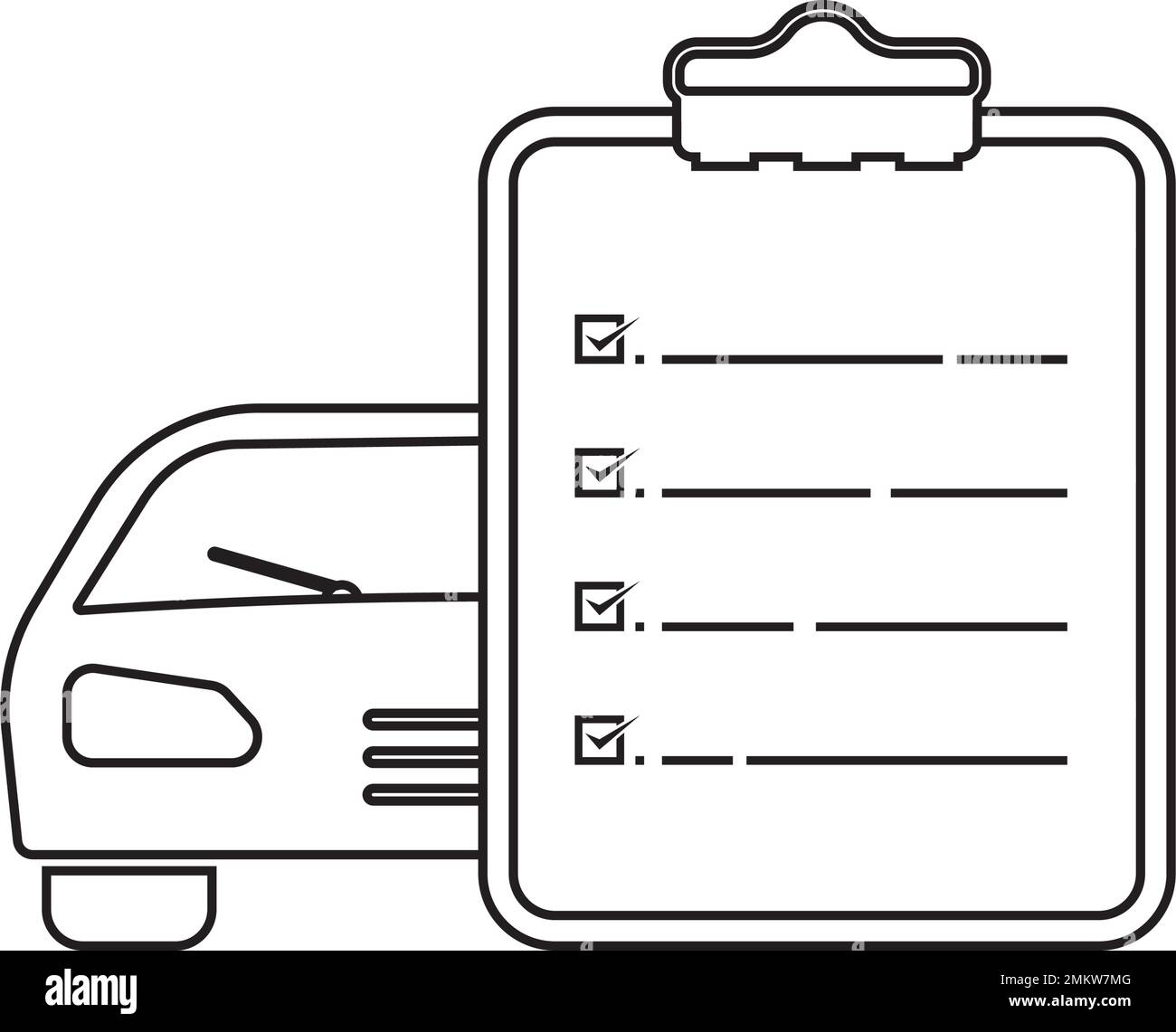 Car Maintenance List Icon, Vehicle Functional Checks, Servicing, Repairing, Replacing Of Necessary Parts Vector Art Illustration Stock Vector