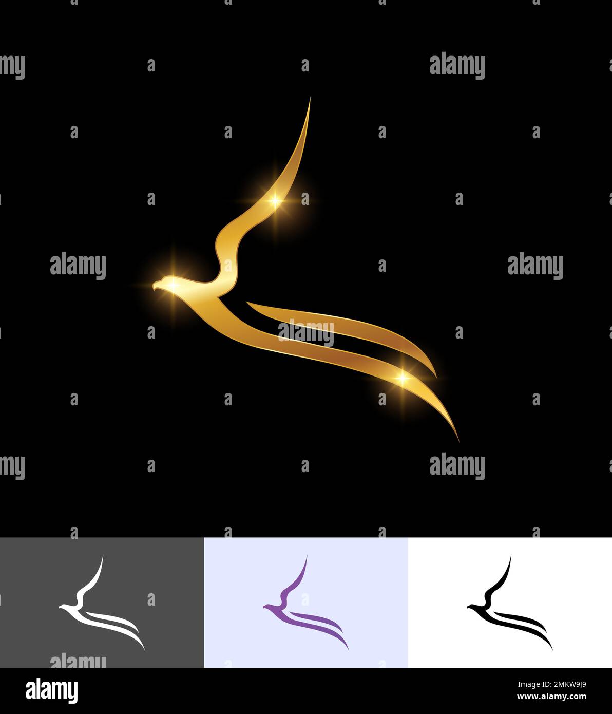 A vector illustration set of Golden Eagle Bird Logo Sign Stock Vector