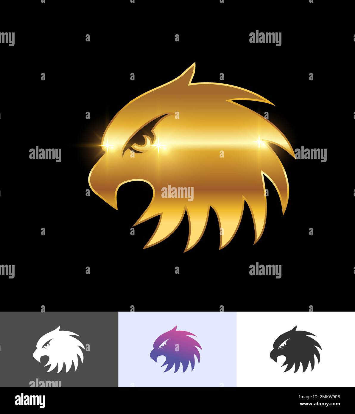 A vector illustration set of Golden Eagle Bird Logo Sign Stock Vector