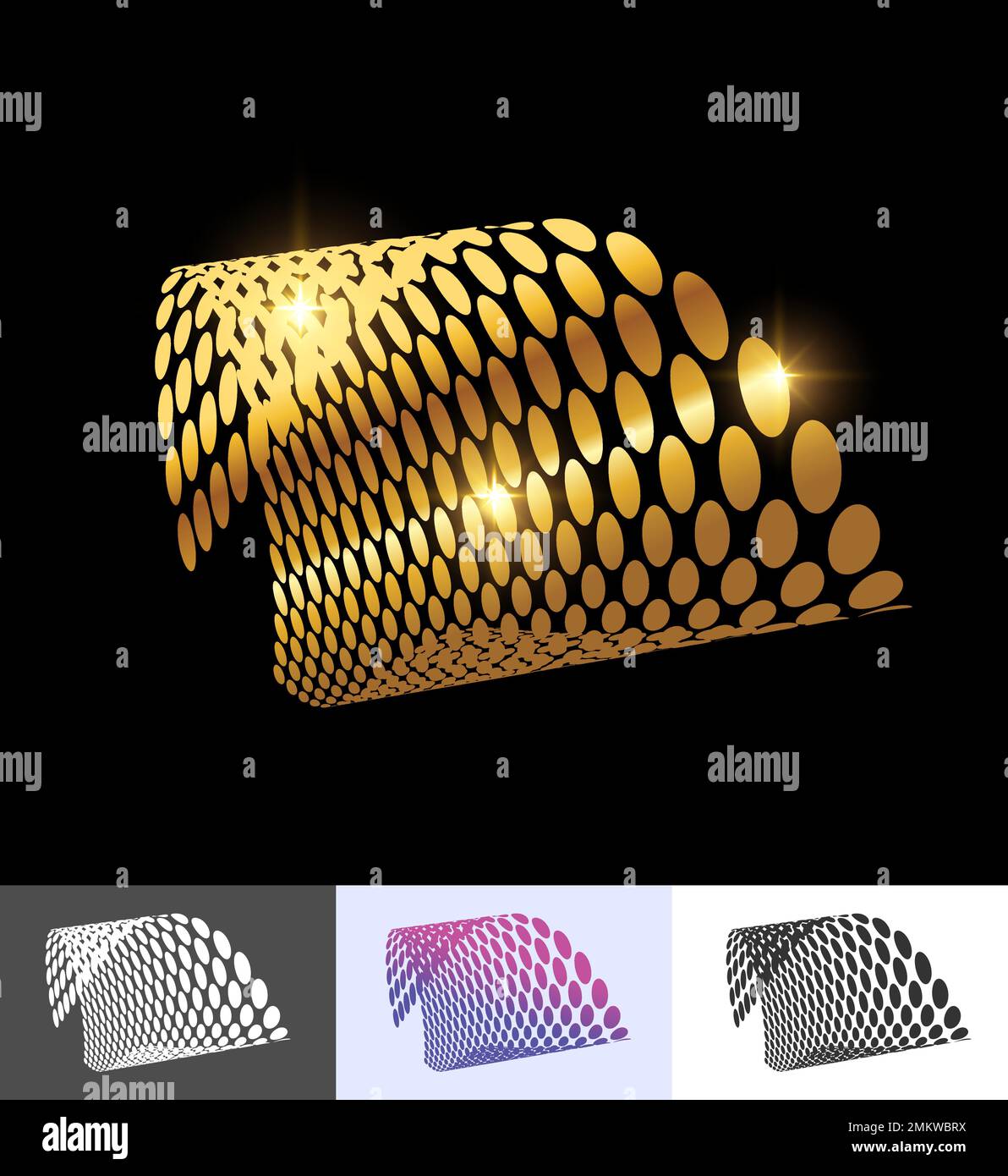 A vector illustration set of Golden Tiled Abstract perspective geometric shape design Stock Vector