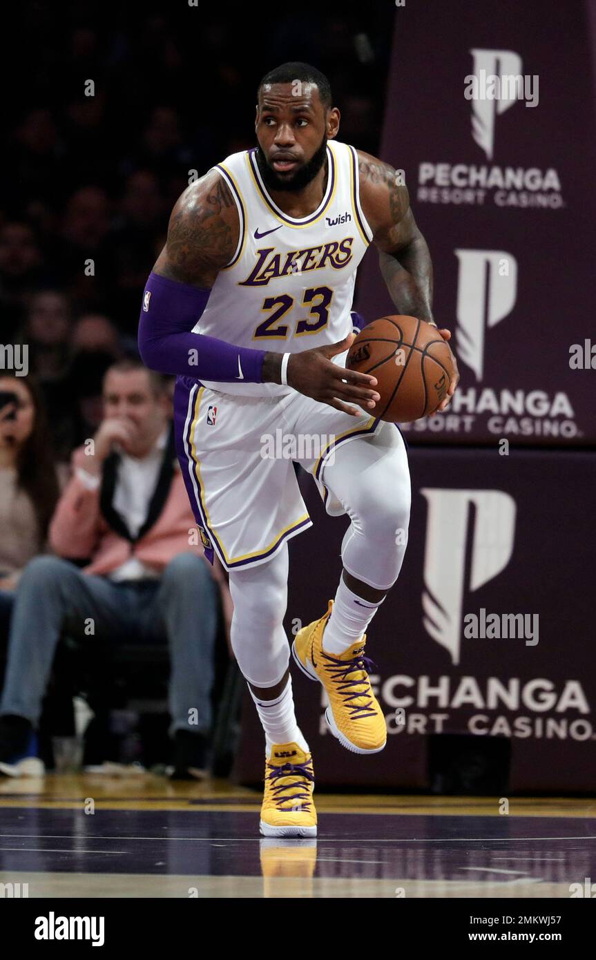 Los Angeles Lakers LeBron James 23 during the first half of an NBA basketball game against the Memphis Grizzlies Sunday Dec. 23 2018 in Los Angeles. AP Photo Marcio Jose Sanchez Stock Photo Alamy