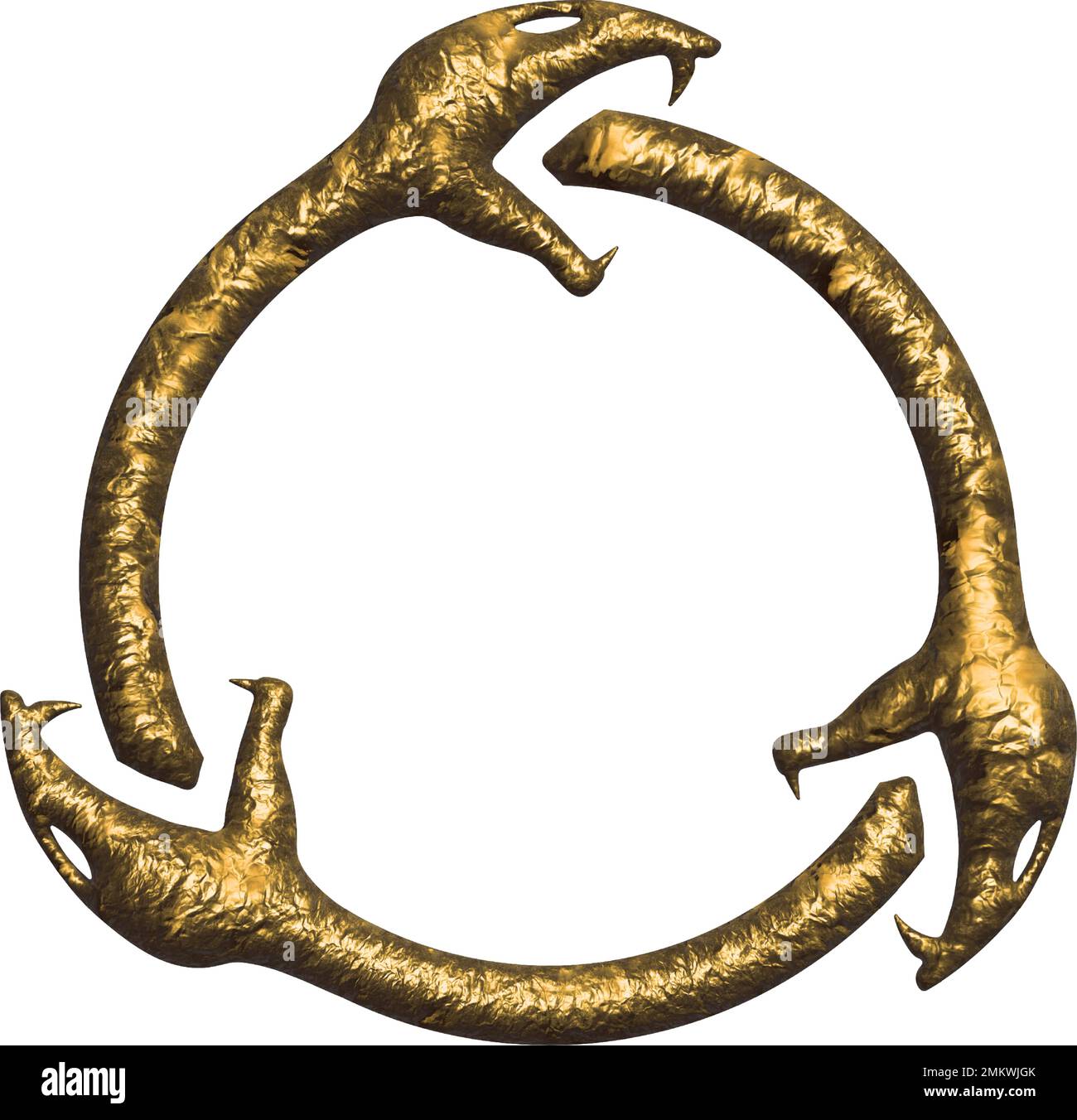 Golden Ouroboros Circle of Three Black Snakes - Tattoo Concept Stock Vector